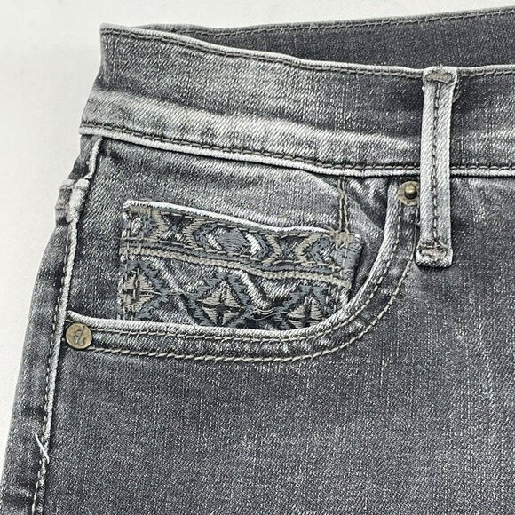 Driftwood Jackie Skinny Cropped Jeans Women Size 26 Embroidered Retro Boho Faded - Picture 7 of 12